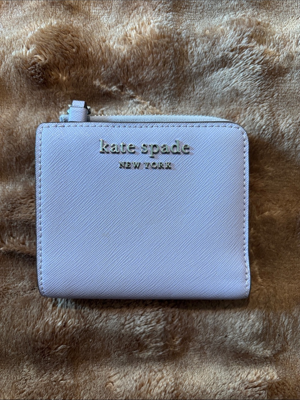 kate spade pastel lavender zip-around wallet